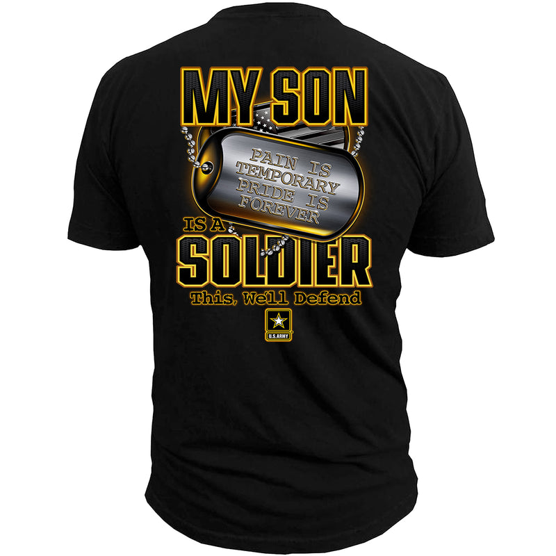 Primitiv fiktiv Ansættelse Army T-Shirt - My Son is a Soldier - Mens Army T-Shirt – Black Ink Design