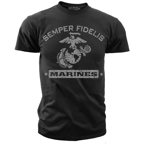 Men's Marines T-Shirt - United States Marines Semper Fidelis Retro Men's USMC Olive