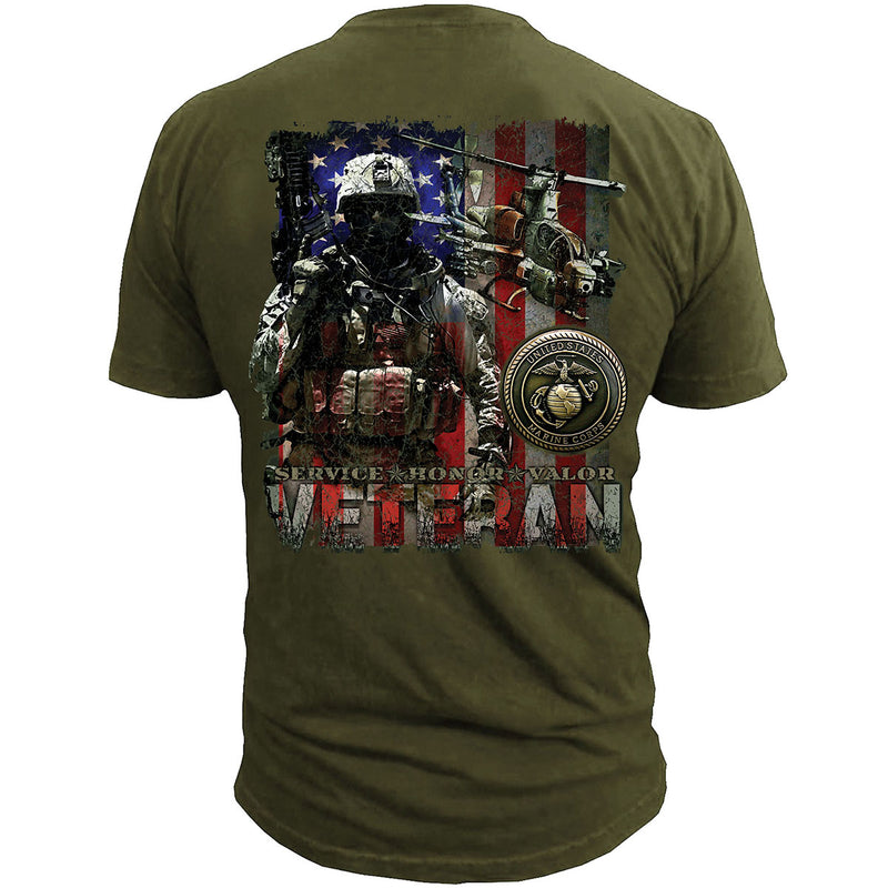 USMC T-Shirt - US Marines Corps Veteran Flag Men's Marine T-Shirt