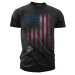 USMC T-Shirt - Veteran Flag Men's Marine T-Shirt